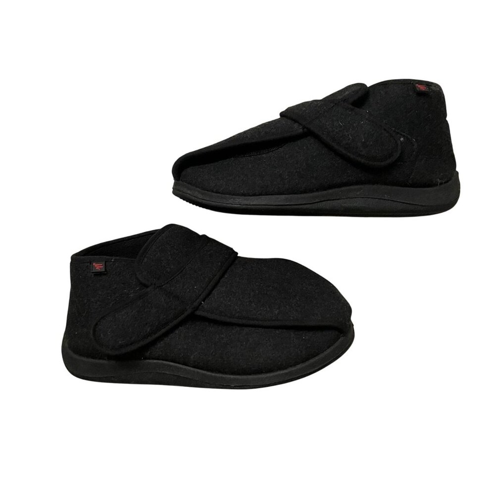 Diabetic Easy on Off Closure Slippers Shoes Size 7 Woman's Black Comfort Winter